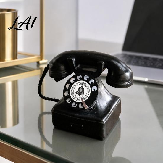 Resin Phone Figurine Old Telephone Ornaments Mini Retro Desk Phone Vintage Classic Nostalgic Decoration Landline Decorative Home Office Decor