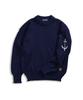Geonjiulleunseu Crewneck Whole Garment Sweater - Navy