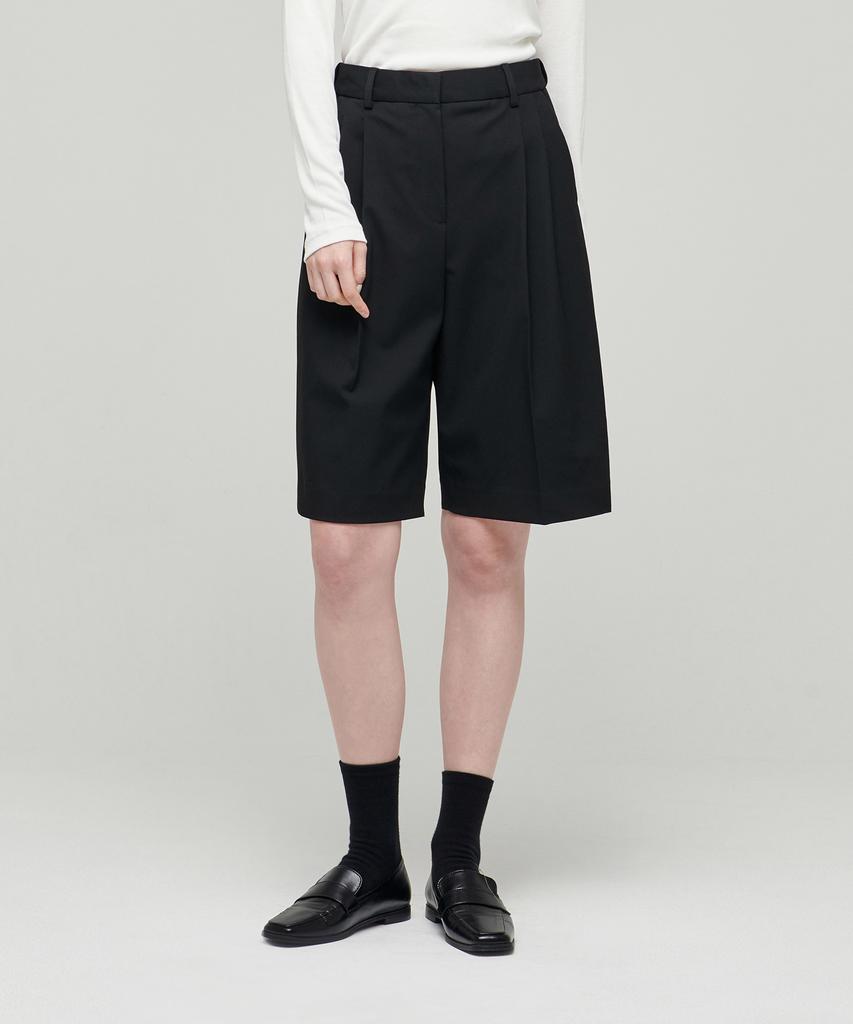 MUSINSA STANDARD WOMAN Women'S Wide Bermuda Half Slacks [Black]