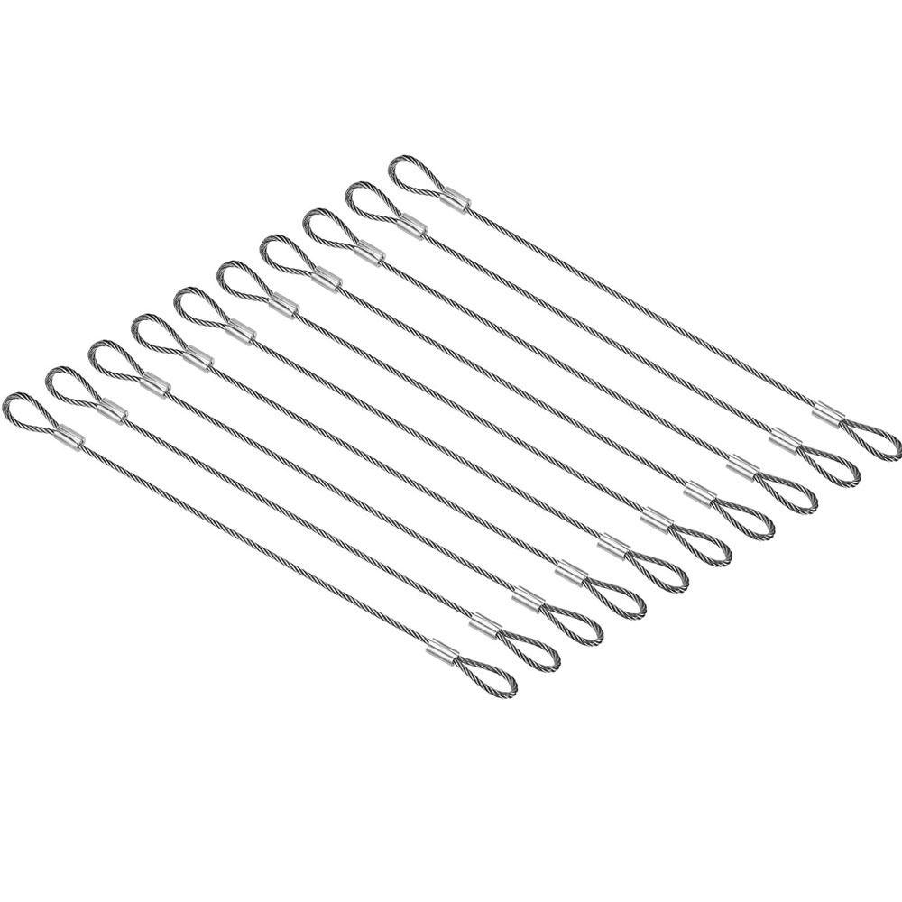 Duurzaam 20cmx2mm Veiligheidskabel Draad Roestvrij Staal Zilver Podiumverlichting Touw Dubbele Lus Dagelijks