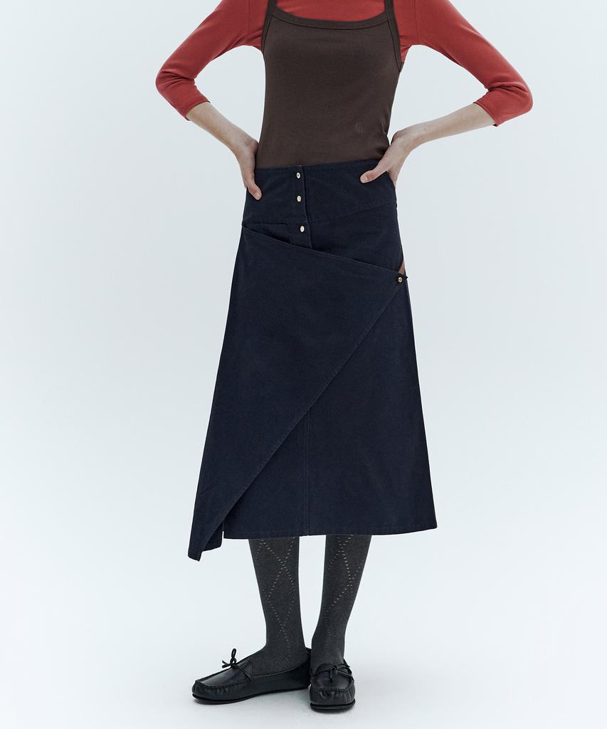 City Breeze Frame Wrap Skirt_Navy