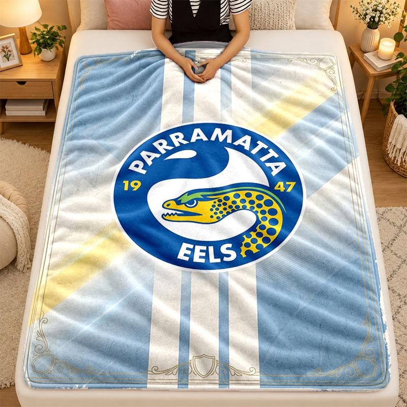 Flanellen DekenParramatta Eels Warm Zacht Plaid voor Binnenbank Bed Woonkamer Gebruik