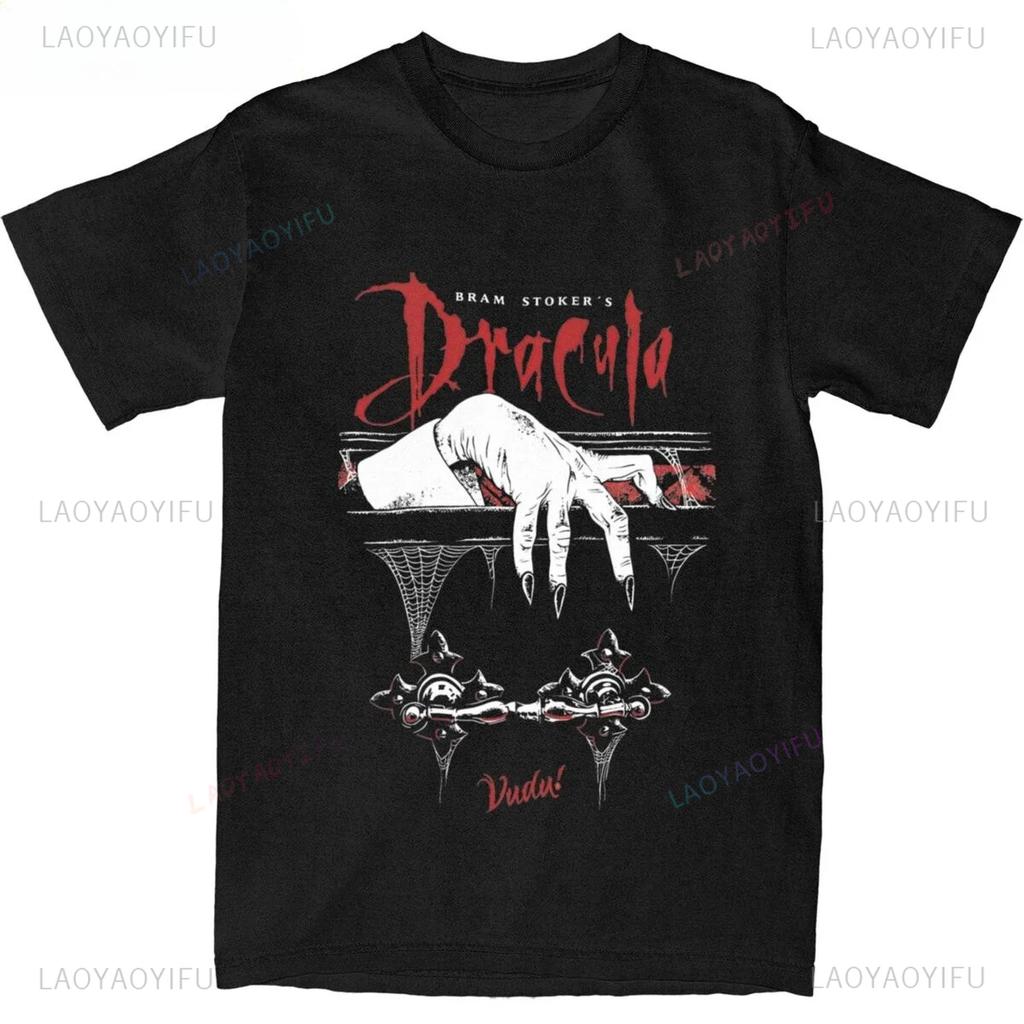 Dracula Vampir Horror Grafikdruck T-Shirt Unisex Kurzarm Lässig Streetwear Gothic T-Shirt H