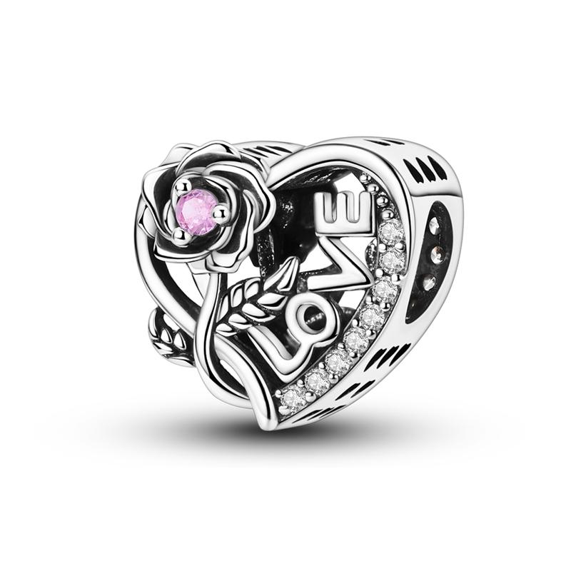Copper Metal Charm Bead Components Valentine Roses Love Paper Clips Cruise Ship Bead Components Compatible With Authentic Original Bracelet High