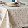 Gänseblümchen-Blumenmuster-Tischdecke, Leinen und Baumwolle, Spitzenkante, rechteckige Tischdecke, Heim- und Hoteltextilien