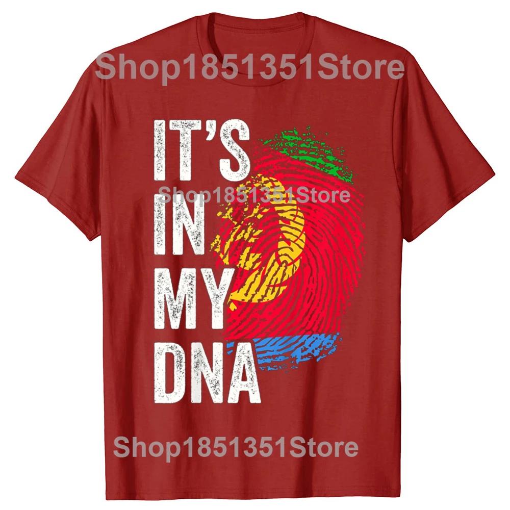 ES LIEGT IN MEINER DNA Eritrea Flagge Eritreischer Stolz T-Shirts Grafik Baumwolle Streetwear Kurzarm Geburtstagsgeschenke T-Shirt Herrenbekleidung