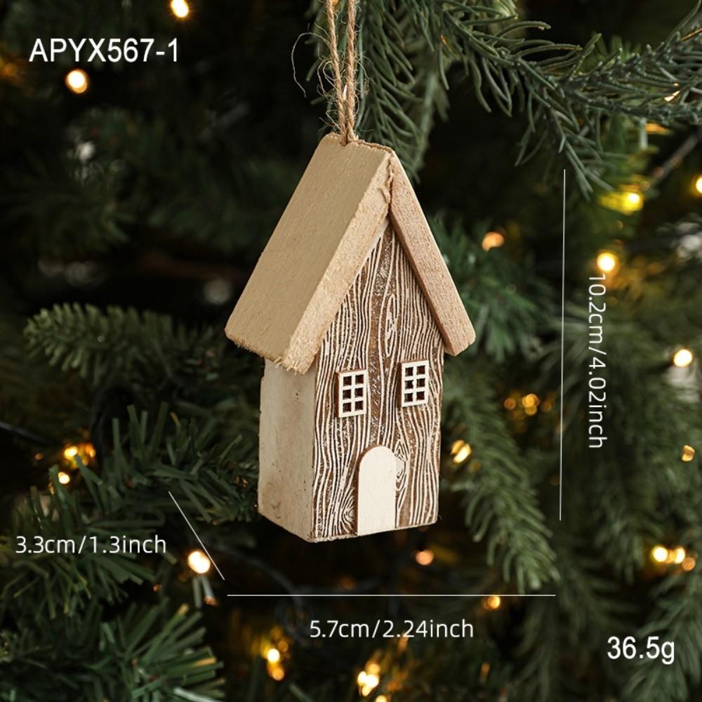 Nouveau Pendentif Maison de Noël en Bois Pendentif Village Maisonnette en Bois à Fabriquer Soi-même Ornement Maison de Noël en Bois Massif Sapin de Noël