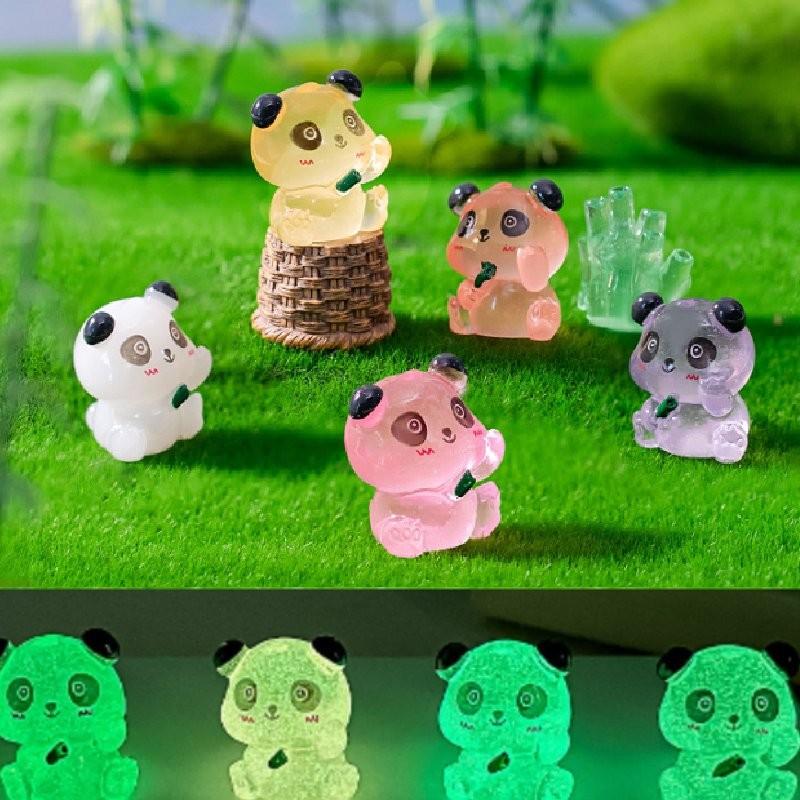 Adorable Resin Luminous Panda Figurines For Garden Decor In 7 Vivid Colors