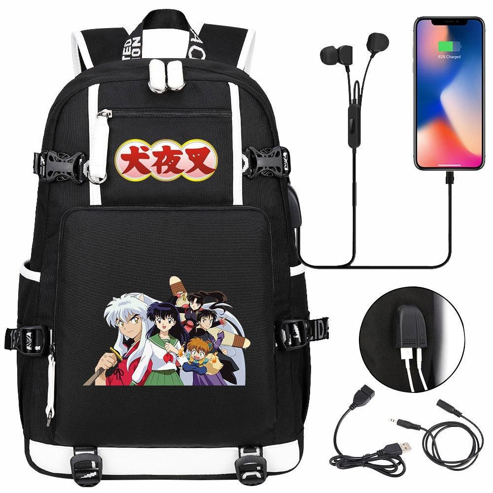 Anime Molntryck USB-ryggsäck för Tonåringar Studenter Casual Stor Kapacitet Resa Dagryggsäck
