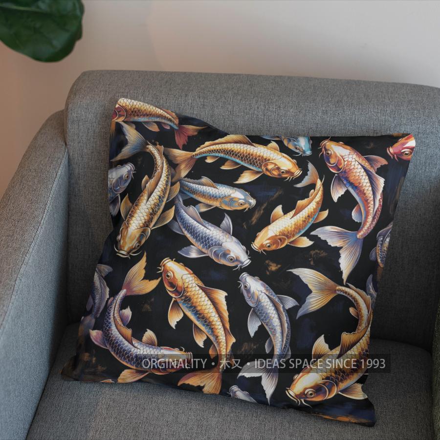 2D Colorful Goldfish Pattern Pillow For Home Decor Pattern Cushion Cover Suitable For Sofa Bedroom Car Pillow Cover