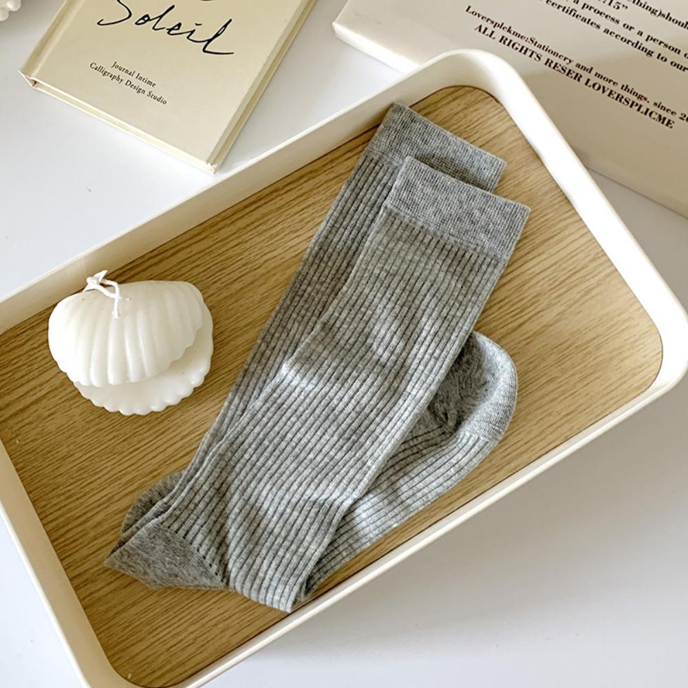 Women Colorful Loose No Pilling Socks Knitting Rib Thin Spring Summer Female Socks High Tube Streetwear Soft Sock