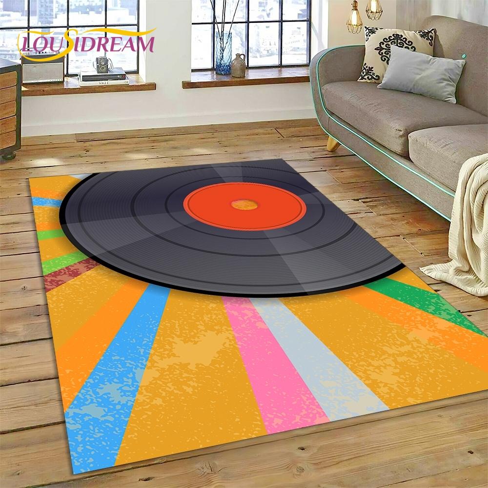 Vinyl Record Music DJ Screen Tape Rug Carpet for Living Room Bedroom Home Decor,Floor Mat Non-slip Decoration for Sofa  Doormat