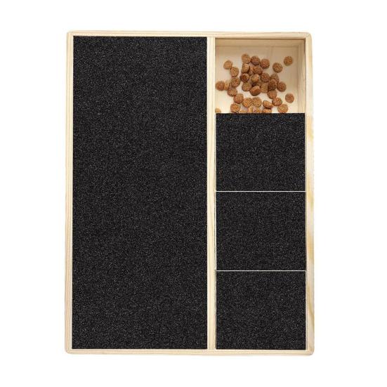 Dog Nail Scratch Board with Treat Box Wooden Pet Filing Pad with Snack Storage Box Removable Paw Scratch Pad for Dog Training
