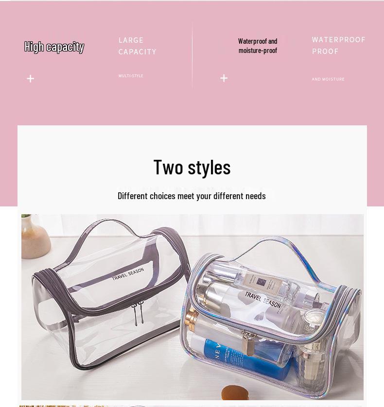 High-Capacity Waterproof PVC Toiletry & Makeup Bag for Travel