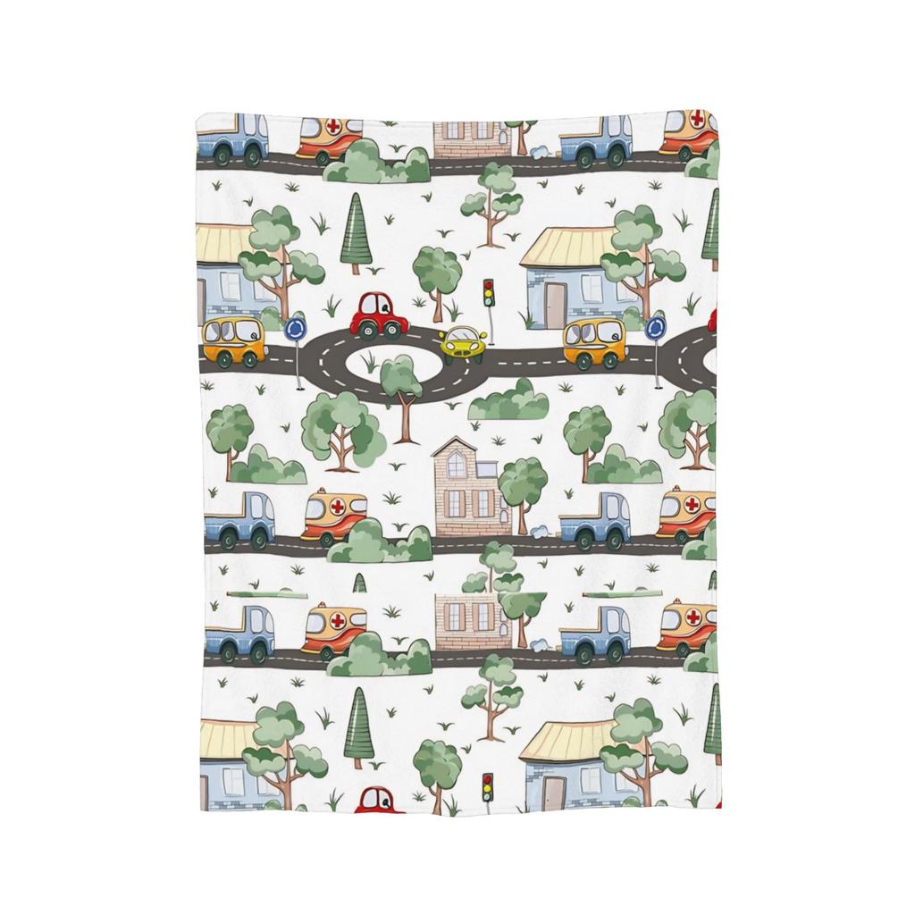 Tapis Ville Voiture Route Jouet Nostalgique Années 90 Trafic Routier Couverture Couette Polaire Corail Peluche Couverture Jetée Chaude Couvre-lit