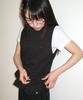 RONRON Frill Shirring Sleeveless Black Dot