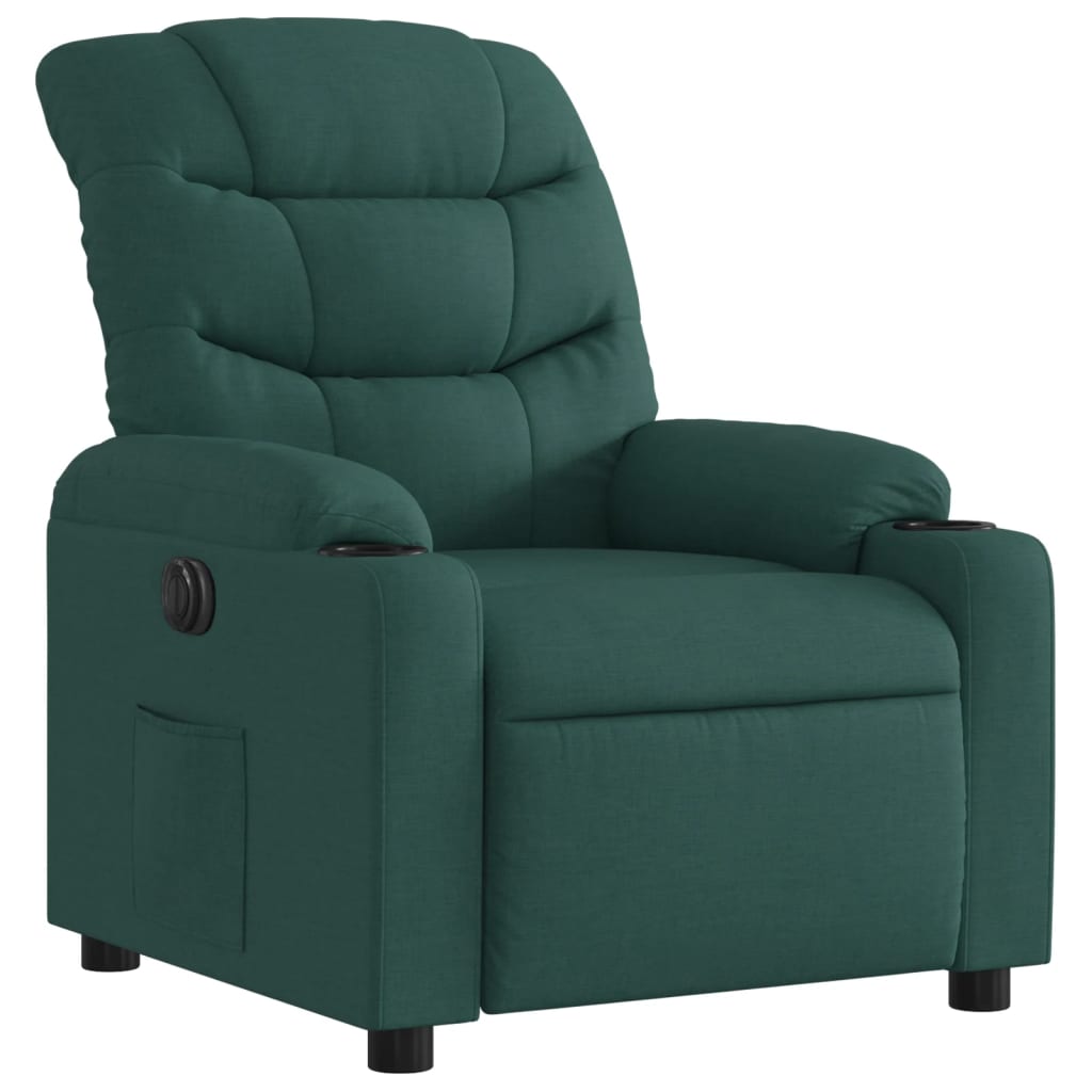 Vidaxl Electric Recliner, Dark Green, Fabric Upholstered