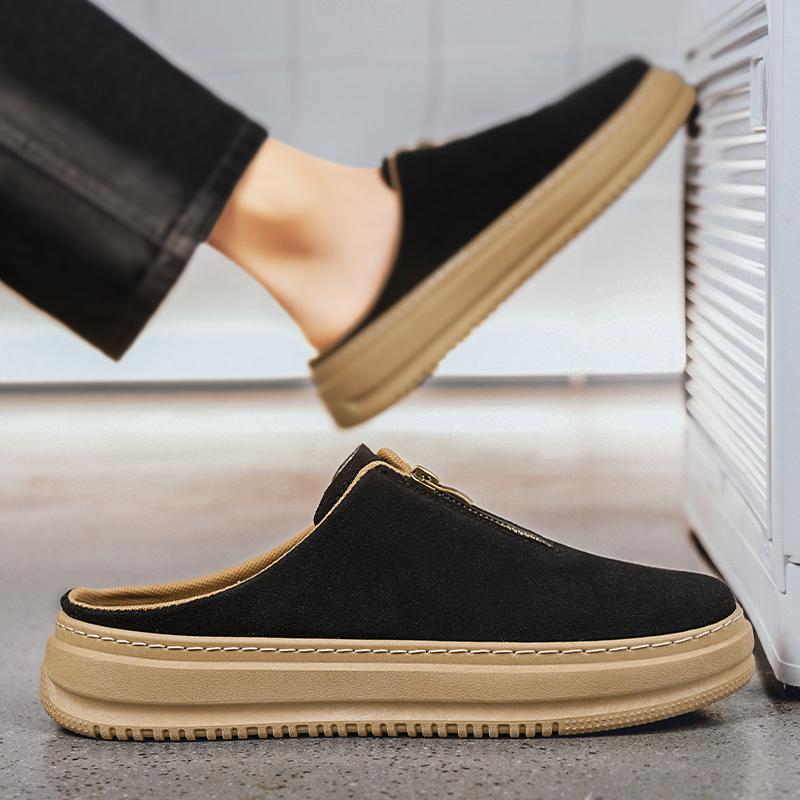 New Arrival Men'S Outdoor Soft Mule Slippers With Non-Slip Sole, Half-Drag Design, Comfortable Walking Shoes For Casual Lazy Wea