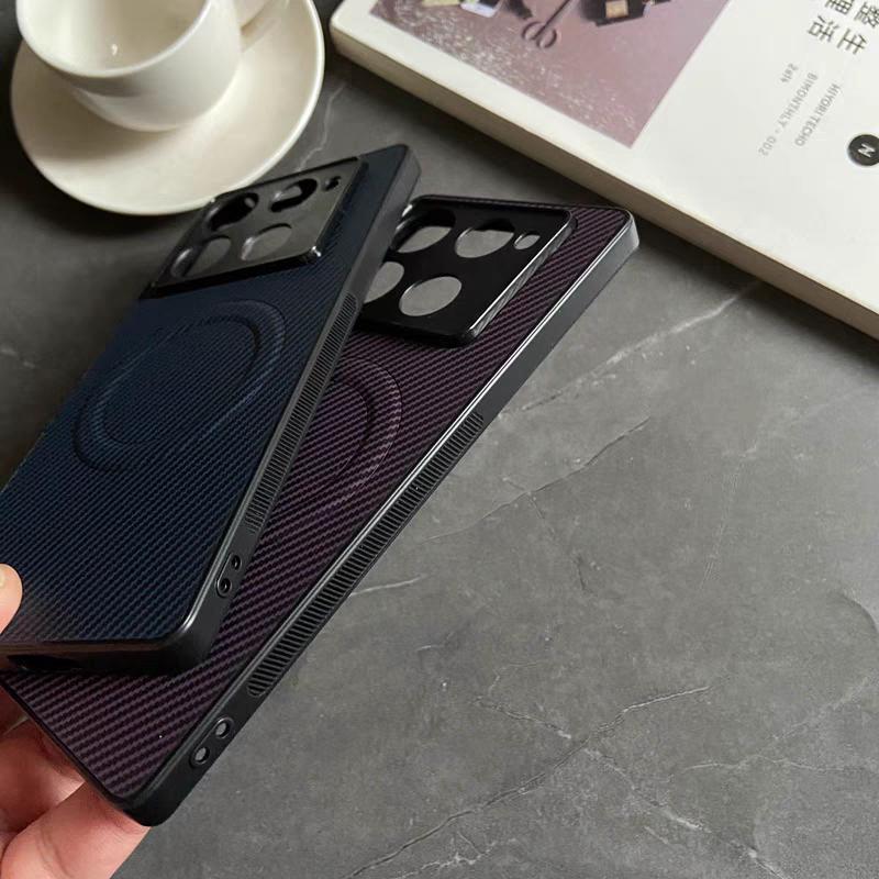 For ZTE Nubia Z80 Ultra Carbon Fiber Leather Case For ZTE Nubia Z50 Ultra Z60 Ultra Magnetic Wireless Charge Cover Z70 Ultra