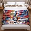 Music Theme Soft Blanket Personalized Custom Name Text Print Warm Blanket Home Sofa Bedroom Decor