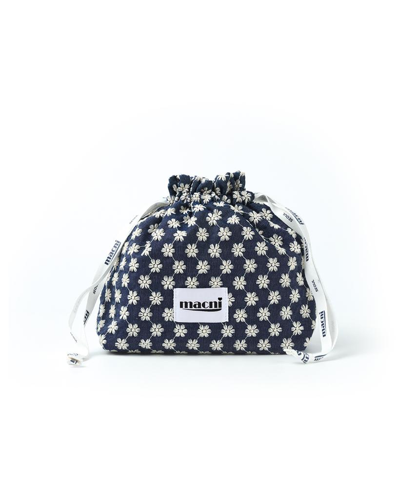 Macni Flower Garden String Pouch Bag Blue