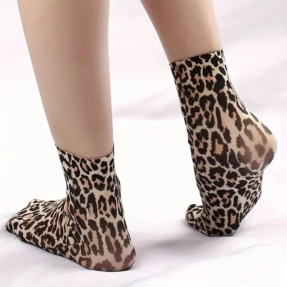 Durable Short Socks Soft Women Socks Fashion Chic Leopard Print Mesh Socks Christmas Gifts