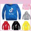 Tok Felpa con Lettere Tik per Bambini con Cappuccio a Manica Lunga Top alla Moda Pullover