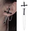 Men Women Street Punk Chain Stylish Cross Non-allergic Delicate Dangle Earrings KTY