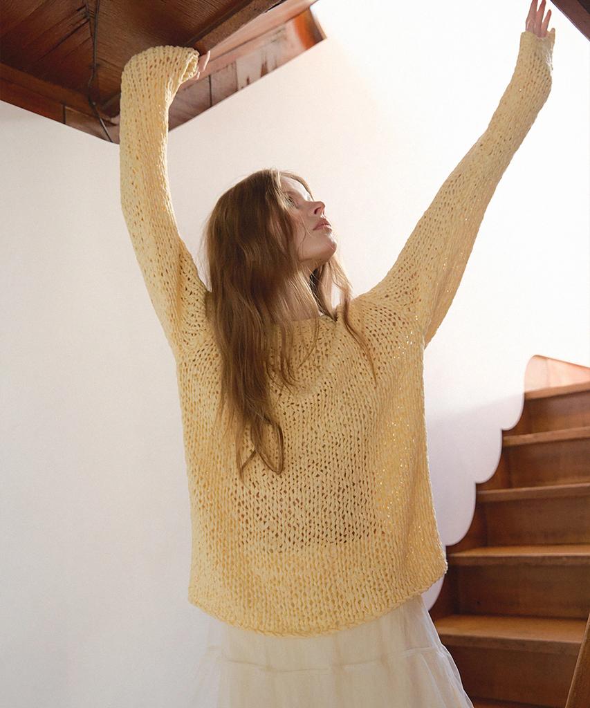 Lonkeu Handmade Net Pullover Knit (Butter Yellow)