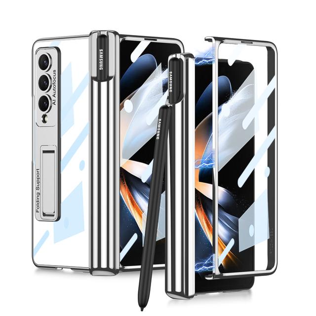 Chapeamento magnético à prova de choque caso capa de corpo inteiro para samsung galaxy z fold 4 fold4 fold3 fold 3 zfold3 zfold4 filme vidro capa