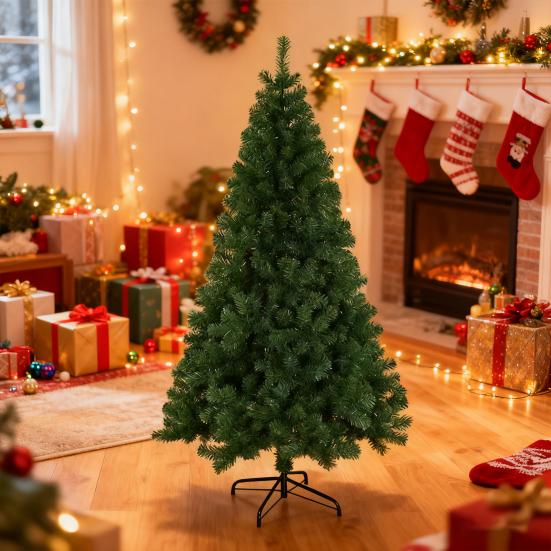 Artificial Christmas Tree with Dense Branches Realistic Spruce Xmas Pine Tree with Metal Stand for Holiday Home Office Decor