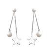 Tassel Pearl Pure Earrings Long Exaggerated Temperament Versatile Earrings Anti-allergic Five-pointed Star Earrings for Women