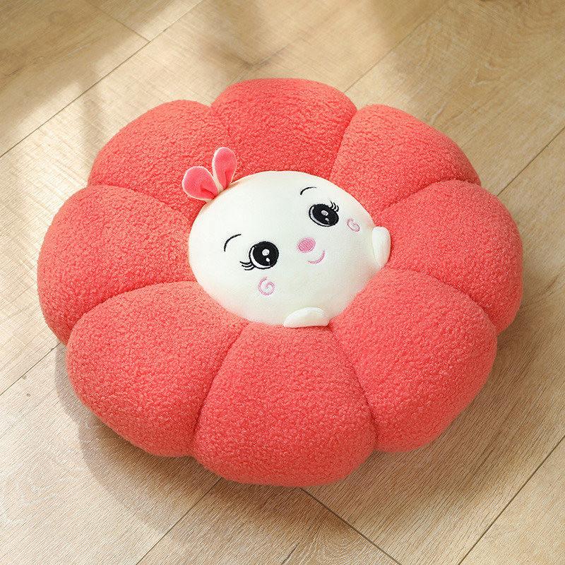 Teddy Plush Animal Pumpkin Seat Cushion With Embroidered Design For Living Room And Bedroom Comfort