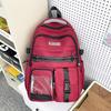 Schoolbag retro tooling large-capacity schoolbag female Korean version high school student junior high school student contrasting color backpack male