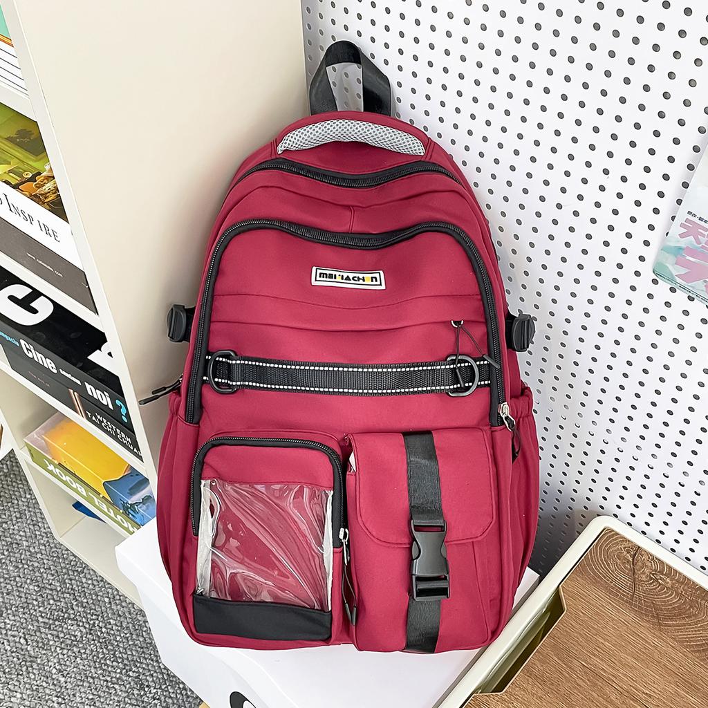 Schoolbag retro tooling large-capacity schoolbag female Korean version high school student junior high school student contrasting color backpack male
