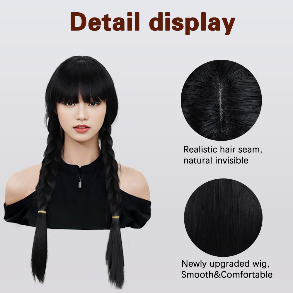LISI HAIR Syntetiska Europeiska Och Amerikanska Svarta Långa Hår Handflätade Tvinnade Flätor Kemisk Fiber Hår Dubbla Stora Flätade Peruker För Kvinnor Cosplay