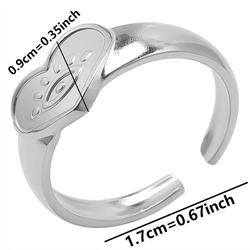 1/6pcs Leaf Heart Evil Eye Waterproof Stainless Steel Rings For Women Men Accessories Vintage Ring Open Adjustable Anillos Mujer