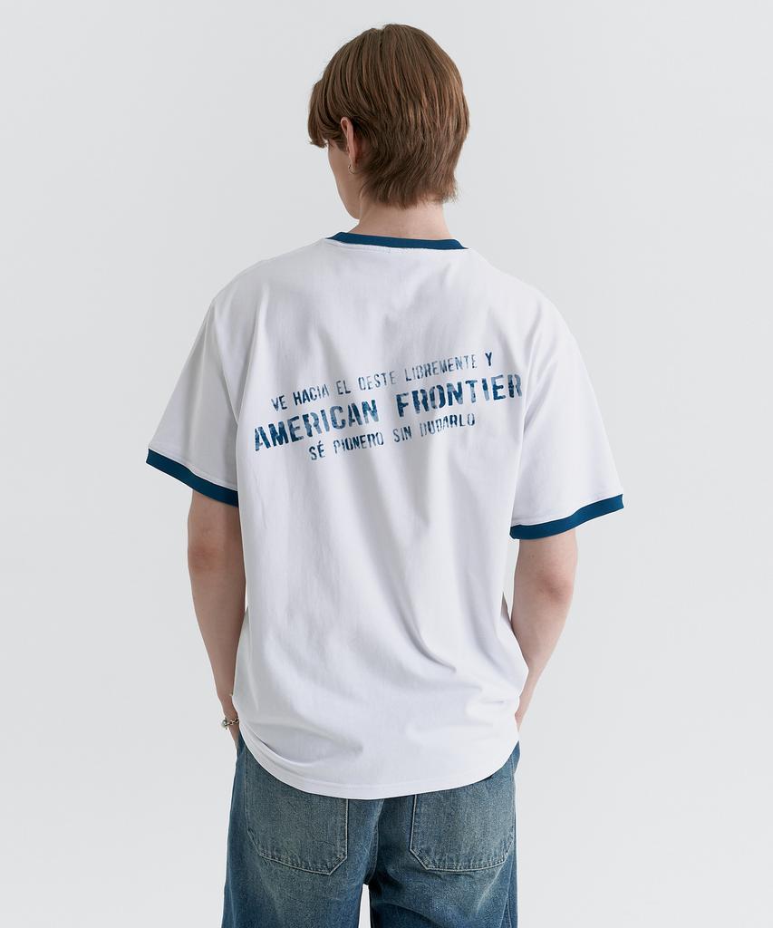MAGOODGAN Swagver 3591 Lettering Semi-Overfit Off-White Ringer Short Sleeve Tee