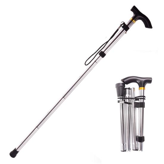 Outdoor Folding Trekking Pole with Ergonomic Handle Portable Lightweight Men Women Seniors Travel Collapsible Walking Stick Climbing Crutch Cane