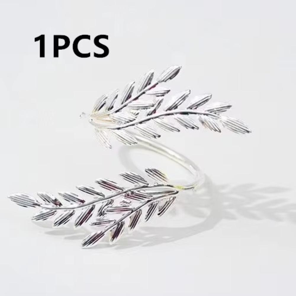 1/6/12pcs Modern Minimalist Napkin Ring Buckles Metal Christmas Thanksgiving Napkin Holder Gold Leaf Dinnig Table Decoration