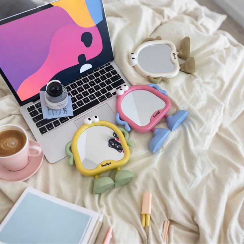 Big Eyes Cute Makeup Mirror Decorative Mirrors Desktop Bedroom Home Student Dormitory Portable Small Mirror Adjustable Angle