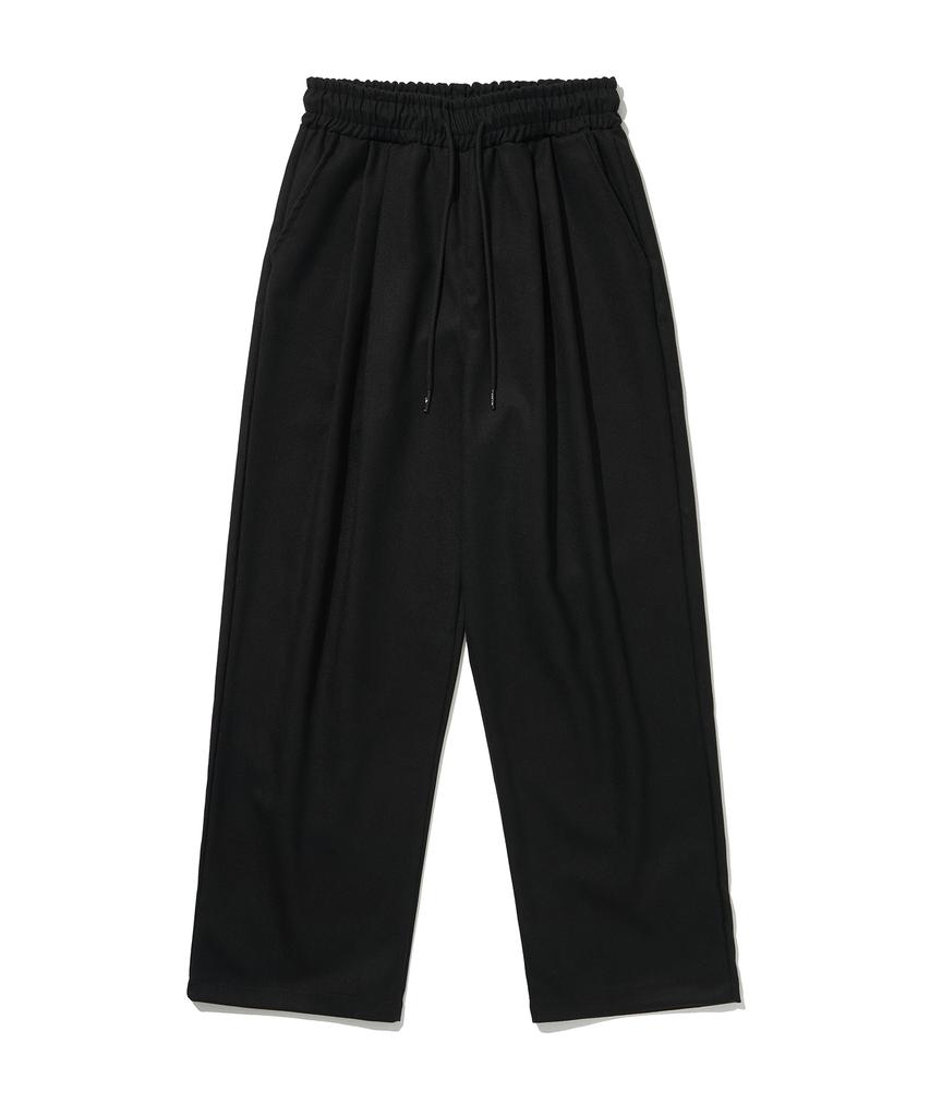 RAW LAB Relaxed Double-Pleat Wide Slacks (Black)