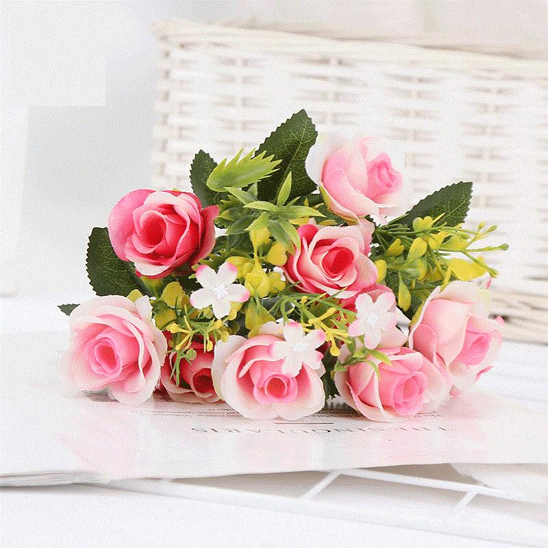 1 Bunch Simulated Rose Artificial Flower Bundle Photography Prop for Wedding Bouquet Home Decoration Party Accessories