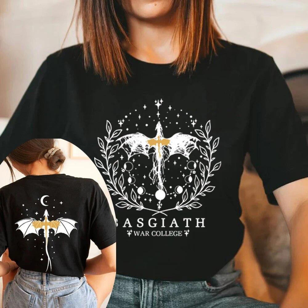 Basgiath War College Doppelseitiges T-Shirt Fourth Wing Shirt Violet Sorrengail T-Shirt Damen T-Shirts Kurzarm Top Bookish T-Shirt