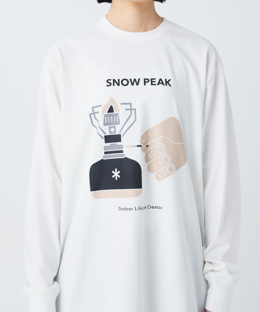 Enjoy Camping Long Sleeve OFF Size M [Snow Peak] T-Shirt TS-26SU001 Long-sleeved T-shirt, Men's/Women's, WHITE,