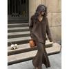 Lazy Style Sweater Set Skirt for Women's Autumn and Winter V-neck Pullover Knitted Sweater Top Half Skirt Fashion Two-piece Set