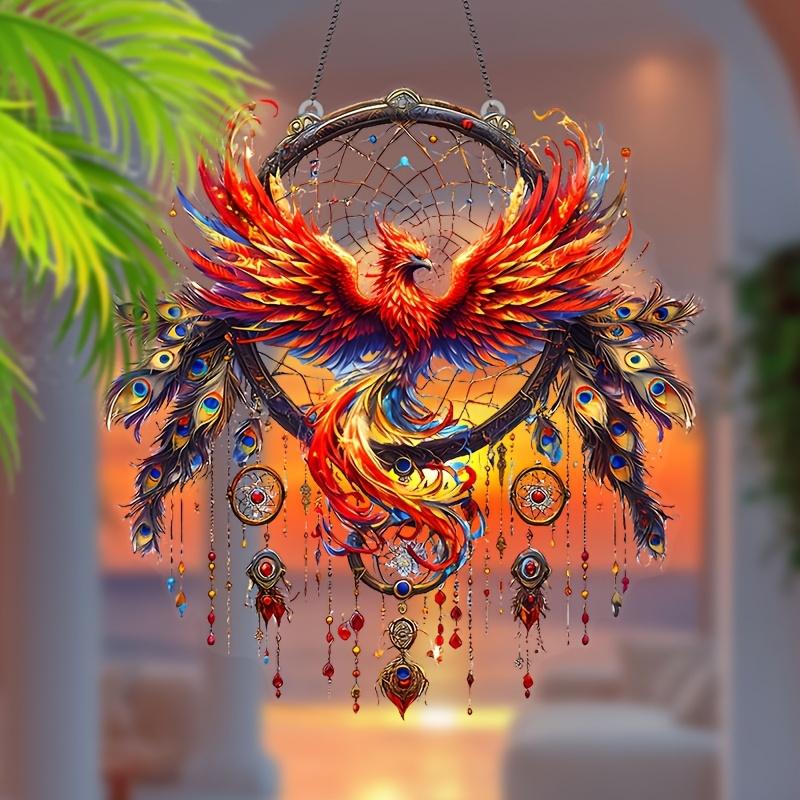 Attrape-lumière acrylique 2D Aurora Phénix Attrape-soleil Suspension Décoration d'intérieur Thème Phénix Auspicieux Chambre Jardin Cadeau
