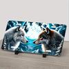 Vintage Mysterious Two Wolves Moon Mountain Forest License Plate D Flat Aluminum Tin Sign Wall Art Decor for Garage Bar Man Cav