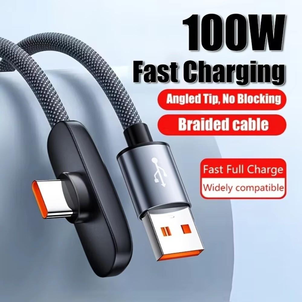 Type-C To Type-C Type C Cable Right Angle Data Transfer Cables Durable 100W Super Charging Cable