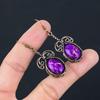 Χειροποίητα κοσμήματα σκουλαρίκια Purple Sea Sediment Gemstone από καθαρό χαλκό τυλιγμένο με σύρμα